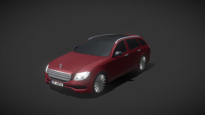 Low Poly Wagon Car 3D Model