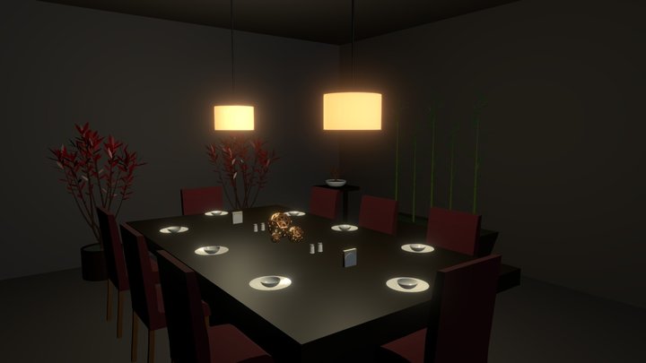 Polygon dining room 3D Model