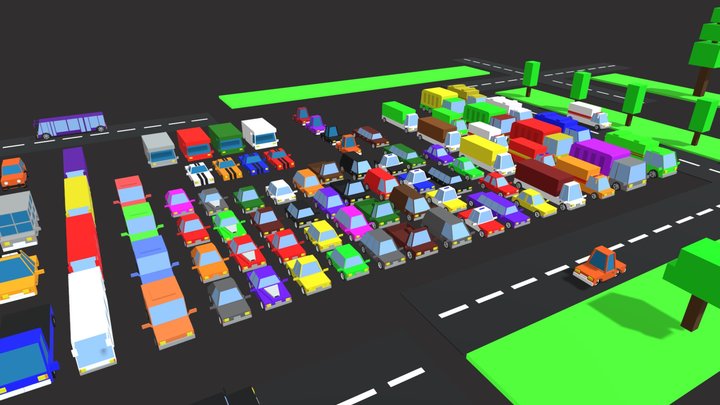 Low Poly Stylised Cars Set 3D Model