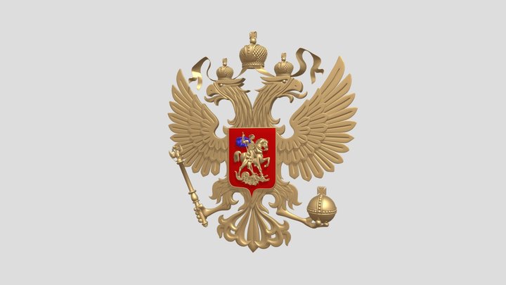 Coat of arms of Russia with golden eagle 3D 3D Model