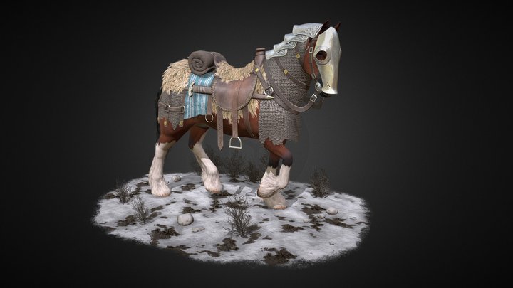 War Steed with Viking Armor 3D Model