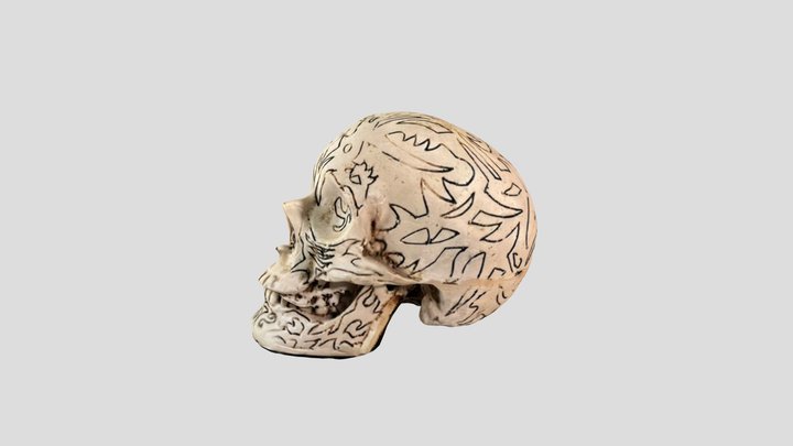 Skull with tattoo and crooked smile 3D Model