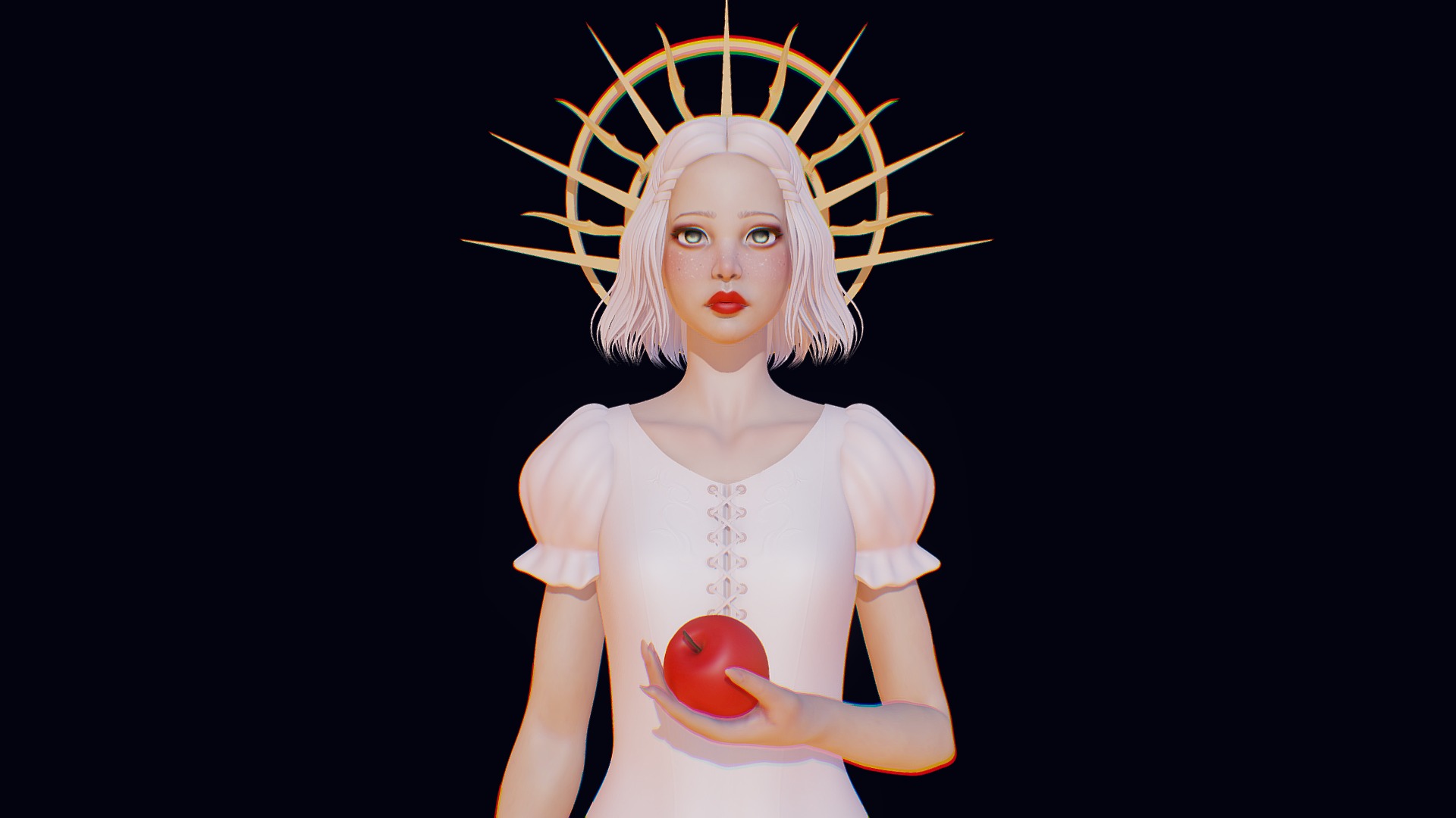 3D model Snow White - This is a 3D model of the Snow White. The 3D model is about a person with a crown and a ball.