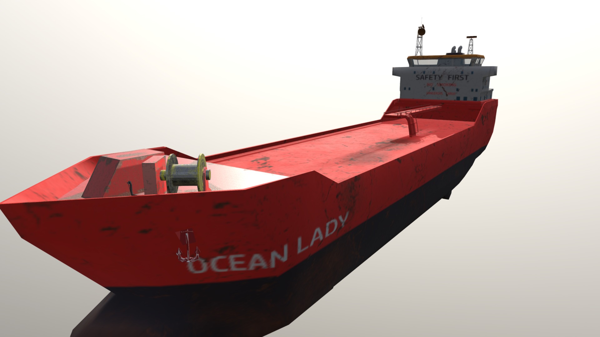3D model Container Ship Oil Tanker - This is a 3D model of the Container Ship Oil Tanker. The 3D model is about a red ship with a white top.