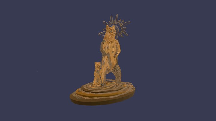 Lady Land Bear Statue 3D Model