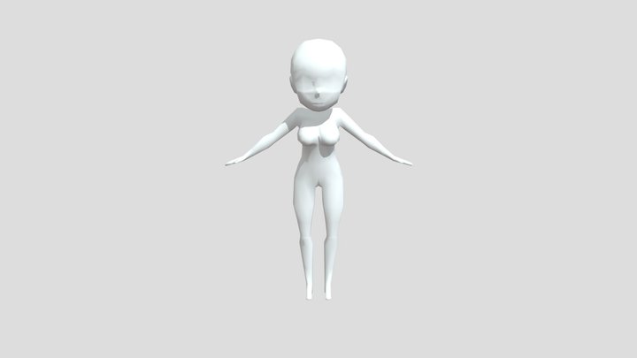 Low-poly Female Chibi Base Mesh 3D Model