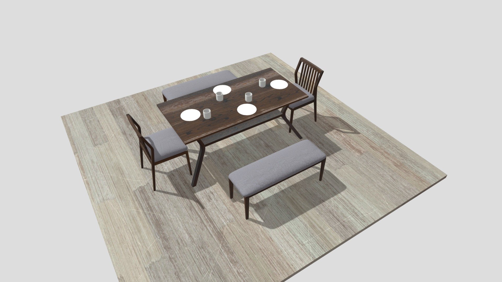 Contemporary and Elegant Dining Set - Download Free 3D model by ...