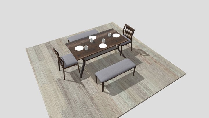 Contemporary and Elegant Dining Set 3D Model