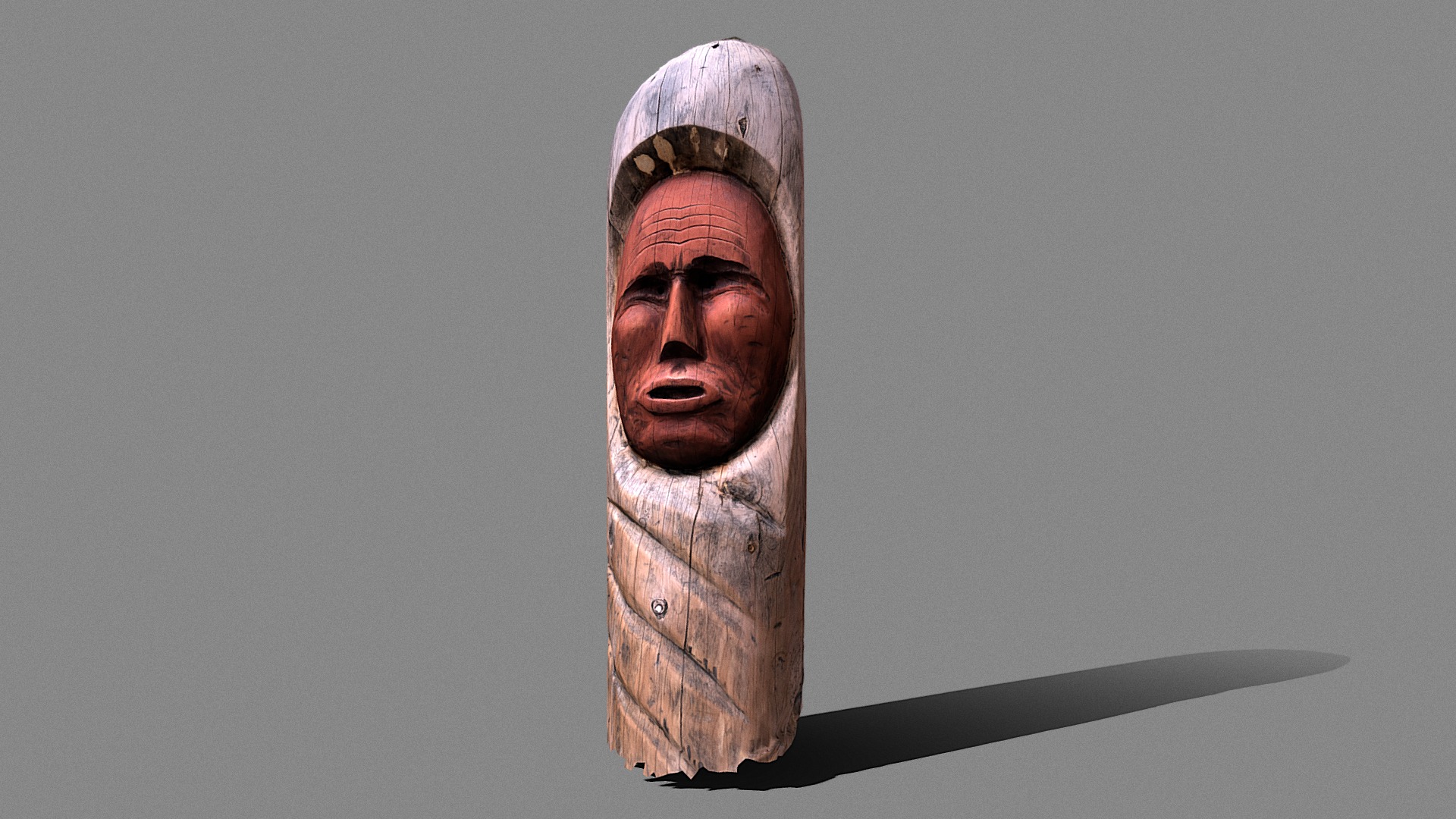 3D model Totem pole scan from Powhatan Indian Village - This is a 3D model of the Totem pole scan from Powhatan Indian Village. The 3D model is about a wood carving of a man.