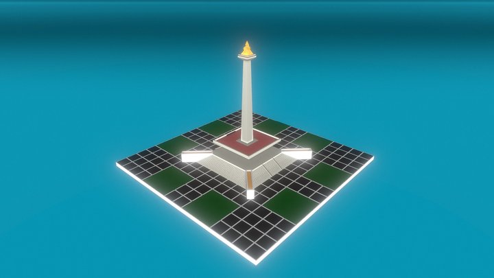 national monument Monas in low poly 3D Model