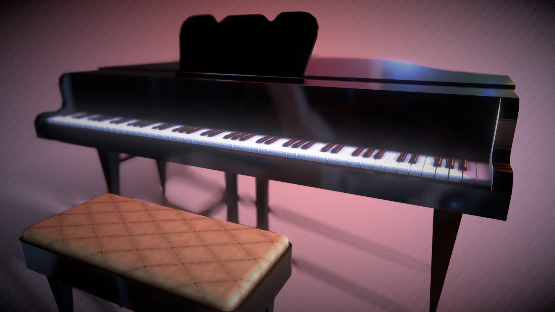 3D model Baby Grand Piano - This is a 3D model of the Baby Grand Piano. The 3D model is about a piano with a chair.