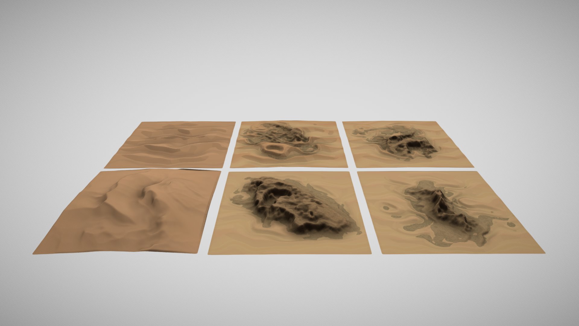 3D model Mountainus Deserts / Plains - This is a 3D model of the Mountainus Deserts / Plains. The 3D model is about a group of paintings on a wall.