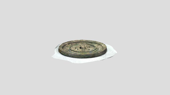 Circular Mirror with Relief Decoration 3D Model