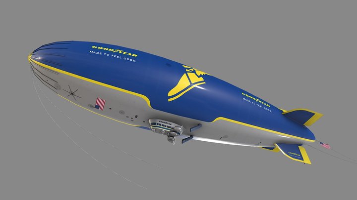 Low Poly Airship Blimp - Goodyear 2 Livery 3D Model