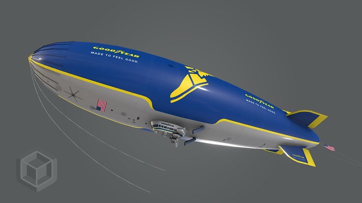 Low Poly Airship Blimp - Goodyear 2 Livery 3D Model