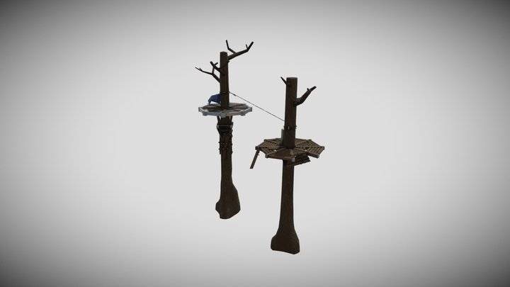 Double tree treehouse 3D Model