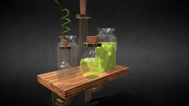 PRAC1025_Glass jar table_low 3D Model