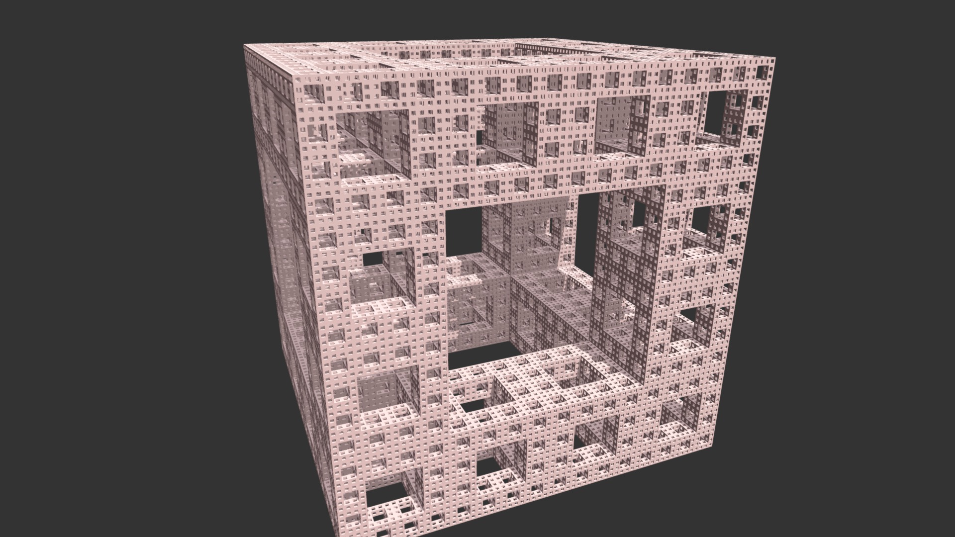 3D model Level 4 Menger Sponge variation - This is a 3D model of the Level 4 Menger Sponge variation. The 3D model is about a stone building with a square hole in the middle.