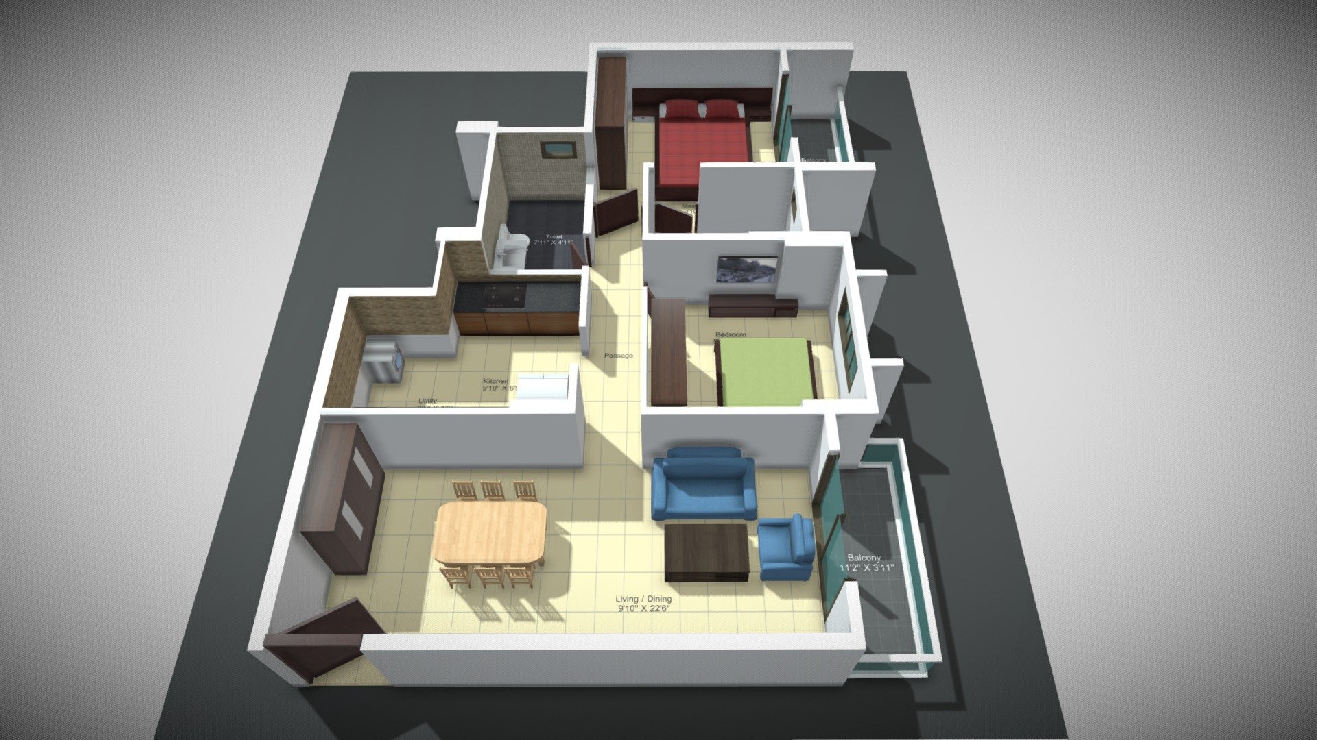 Park_Cubix_Type06_2BHK - 3D model by SquareYards (@square-yards ...