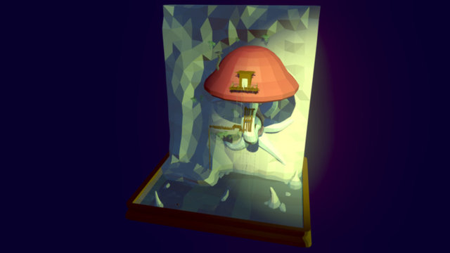 Mushroom House Diorama 3D Model