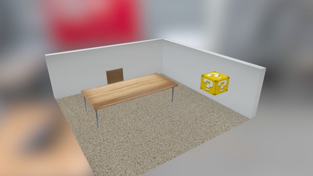 Mesa Cadeira E Cubo 3D Model