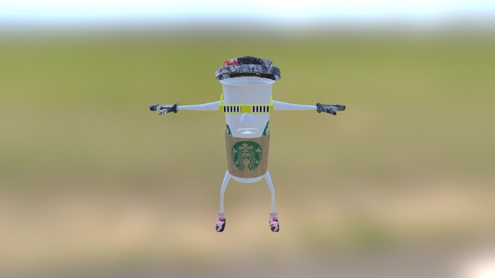 Coffee Cup Character Textured 3D Model