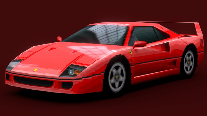 Ferrari F40 (PS1 Low-poly) 3D Model