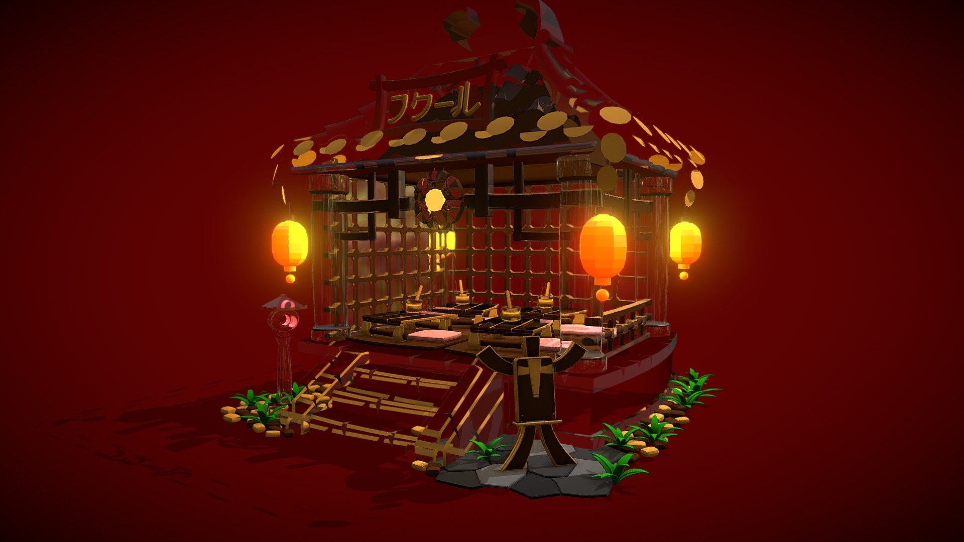 The wooden glass tea house