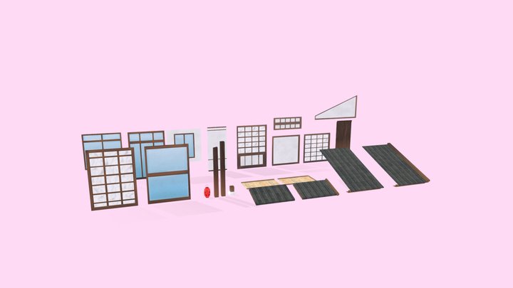Simple japanese modular asset library 3D Model