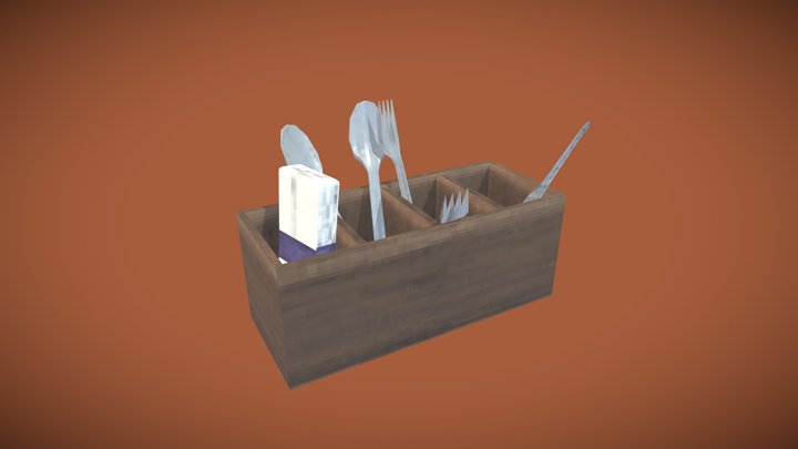 Low Poly Utensil Box 3D Model