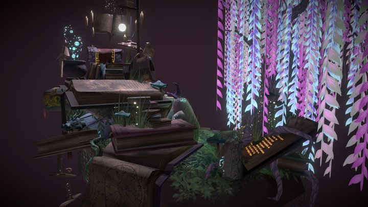Lower Res Book Island 3D Model