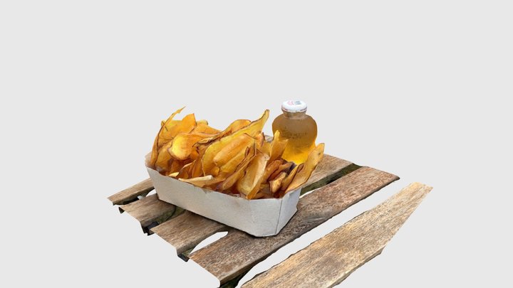 さっぱり食感がやみつき　おいもチップス　と　100% アップルジュース　など 3D Model