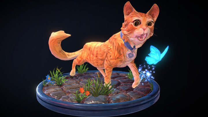 Mikan - The cat & the butterfly 3D Model