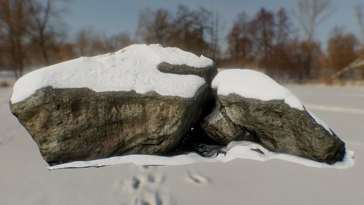 W041 Snowy Rock - Free version 3D Model