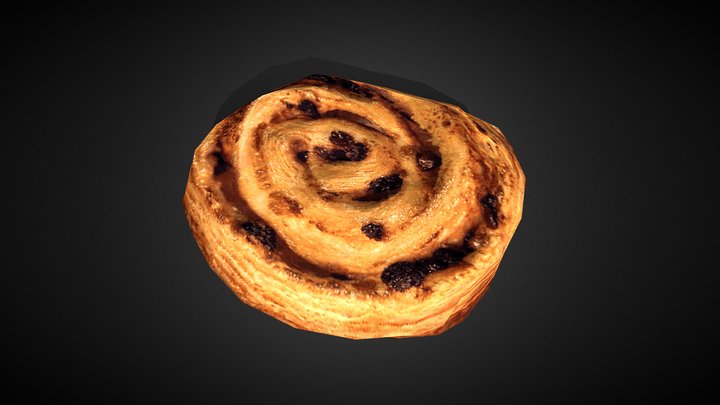 Low Poly Pain aux raisins 3D Model