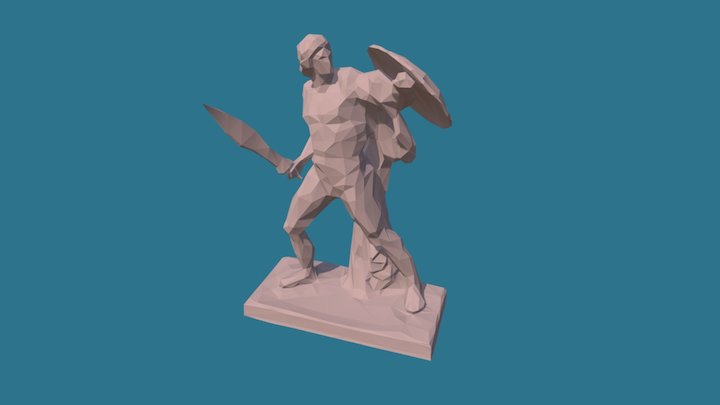 Polygonal Achilles Statue 3D Model