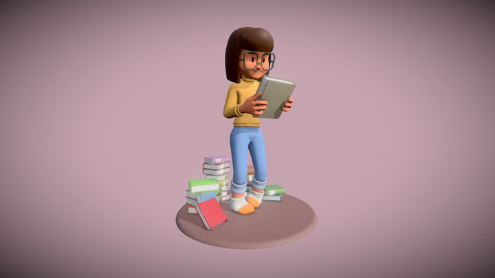 Bookworm Girl 3D Model