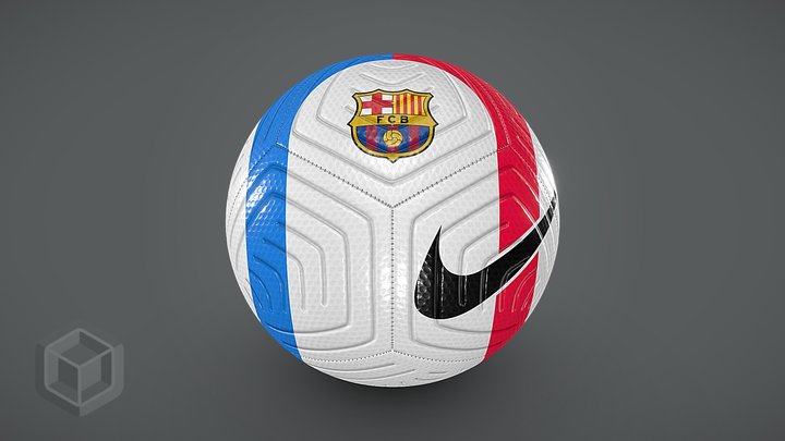 Mid Poly Soccer Ball FC Barcelona Nike Strike 3D Model