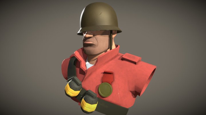 tf2 fan art soldier portrait 3D Model