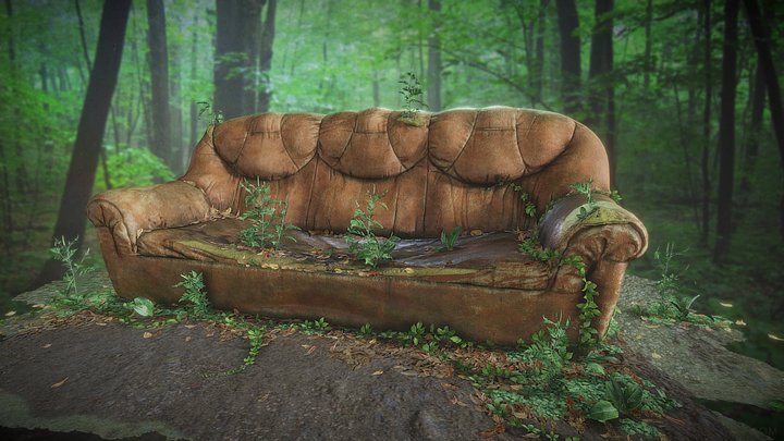 Forgotten Sofa Game Asset 3D Model