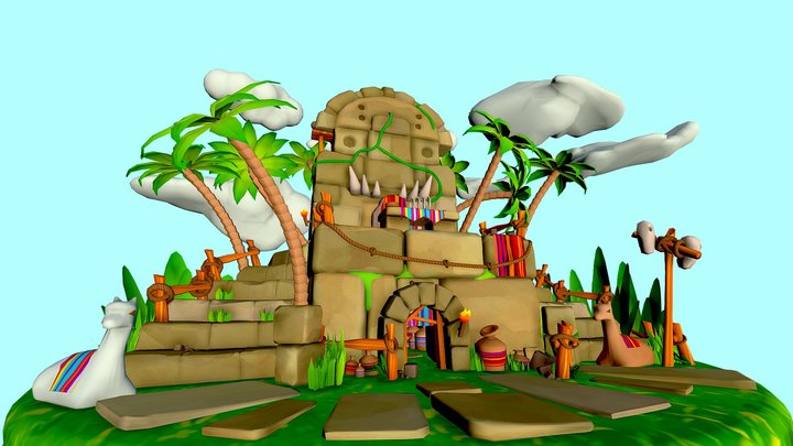 South American Inspired Temple 3D Model
