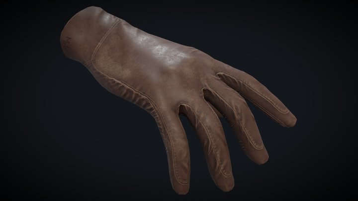 Antique leather glove 3D Model