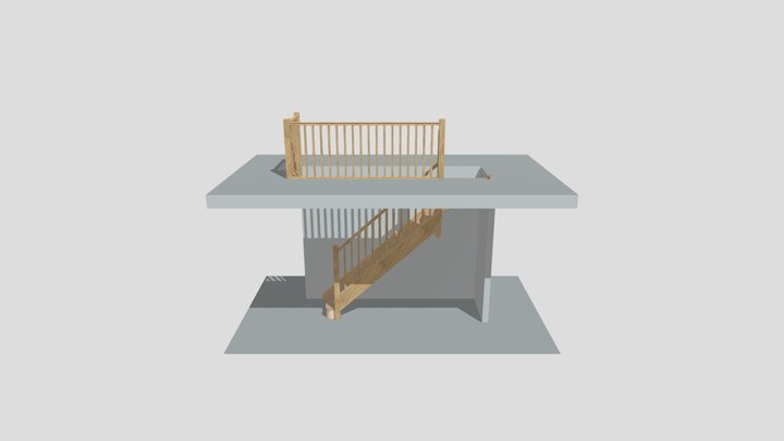 Oak Exposed w/ Carpeted Treads and Risers 3D Model
