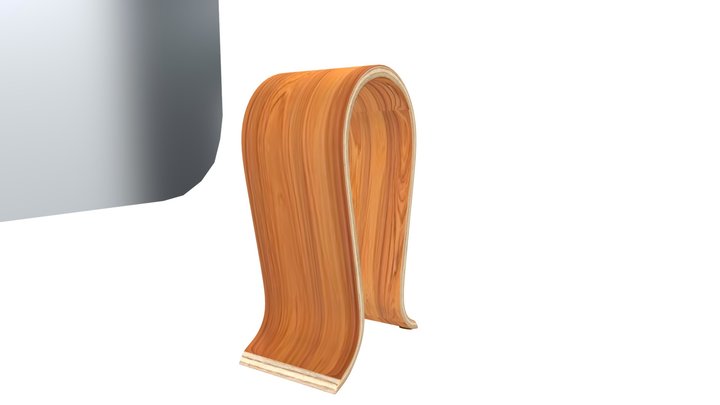 Wood Headphone Stand - Bracket 3D Model