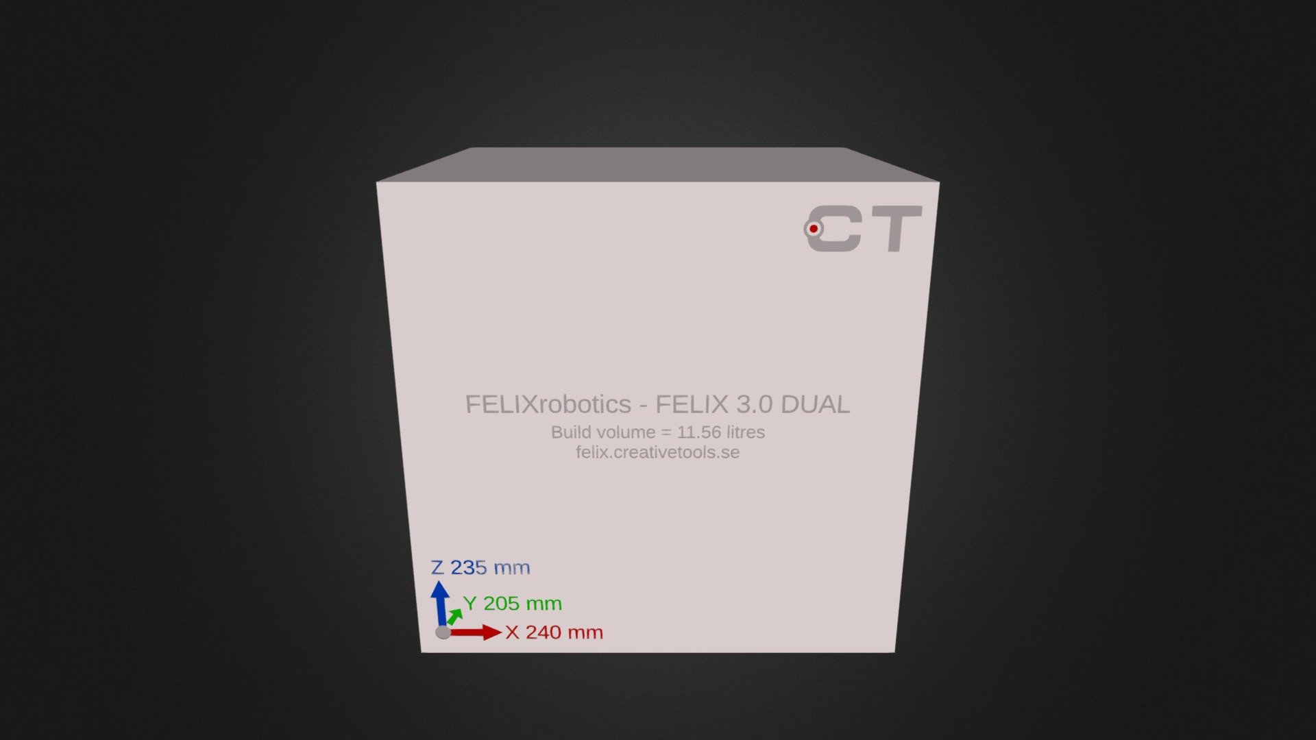 FELIXrobotics FELIX 3 DUAL 3D-print Build Volume