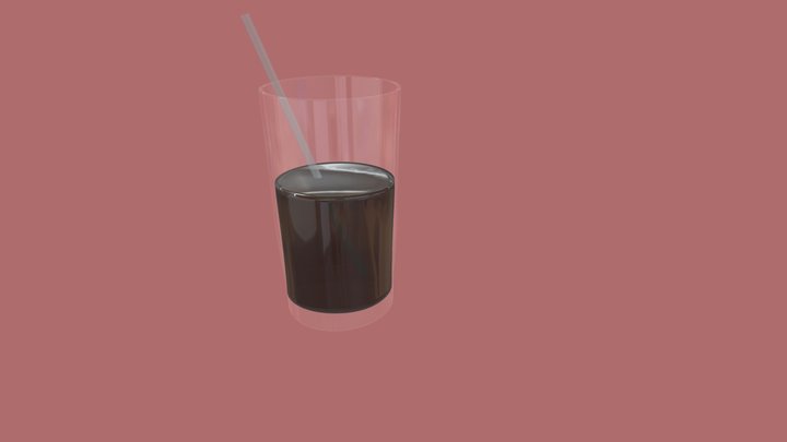 Realistic glass of iced coffee or cola 3D Model