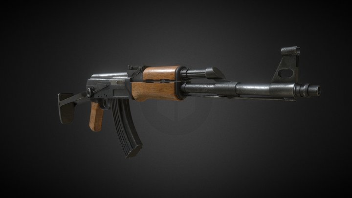 Ak-47 Low Poly Model 3D Model