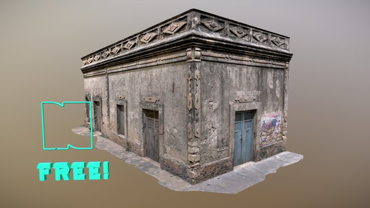 Old  Mexican Building Facade / 📷 🇲🇽 / 50K MP 3D Model
