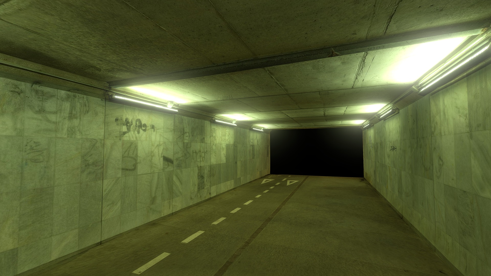 3D model Urban night Tunnel - This is a 3D model of the Urban night Tunnel. The 3D model is about a tunnel with a road.