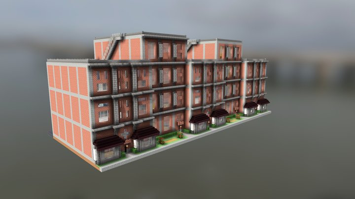 Minecraft Immeuble Building 3D Model